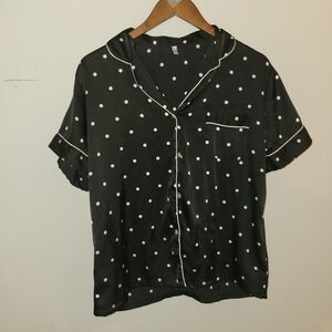 Black Polka Dot Pajama Top